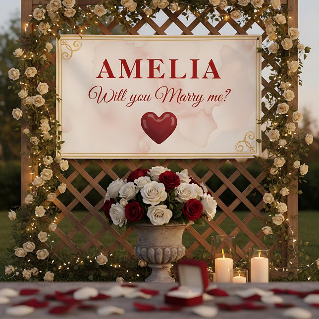 Will you marry me Red Heart Romantic Proposal Banner (Von Creator hochgeladen)