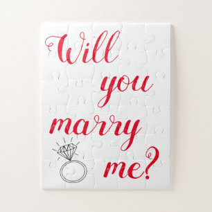 "Will You Marry Me?" Red n White Engagement Puzzle