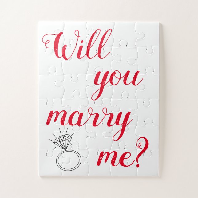 "Will You Marry Me?" Red n White Engagement Puzzle (Vertikal)
