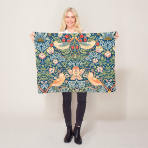 Willam Morris Erdbeerdieb, Vintage Vögel    Fleecedecke