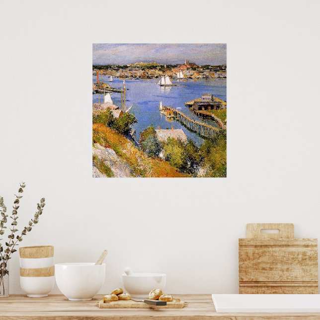 Willard Metcalf, Gloucester Hafen Sonne, Poster (Küche)