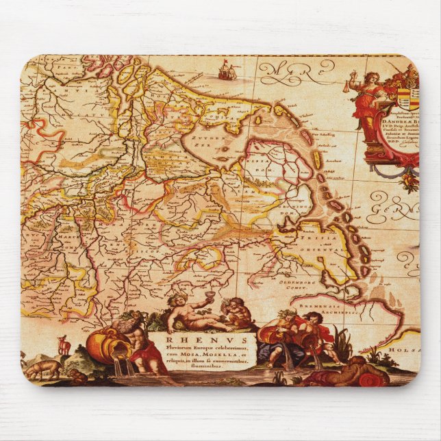 Willem Janszoon Blaeu Alte deutsche Karte Sammlung Mousepad (Vorne)
