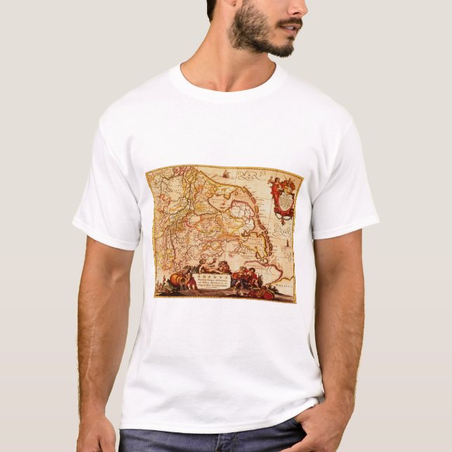 Willem Janszoon Blaeu Alte deutsche Karte Sammlung T-Shirt (Vorderseite)