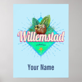 Willemstad Curacao Urlaub Vintag Karibik Poster