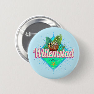 Willemstad Curacao Urlaub Vintage Karibik Button
