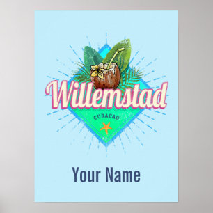 Willemstad Curacao Urlaub Vintage Karibik Poster