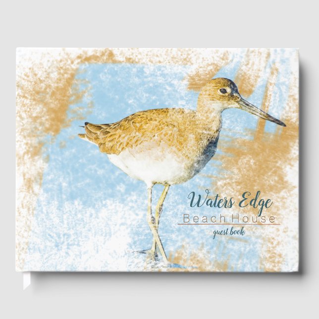 Willet Shorebird Beach Coastal Art Urlaub Rental Gästebuch (Vorderseite)