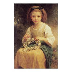 William-Adolphe Bouguereau Kind Braiding a Krone Poster