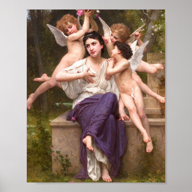 William Adolphe Bouguereau - Traum des Frühlings Poster (Vorne)