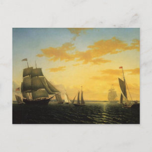 William Bedford New Bedford Hafen bei Sonnenunterg Postkarte