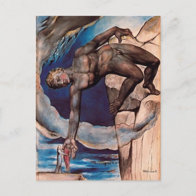 William Blake - Antaeus - Abfahrt Dante & Virgil Postkarte (Vorderseite)