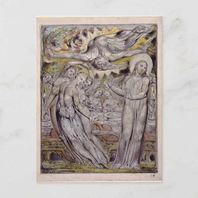William Blake-Christ lehnt das Bankett von Satan a Postkarte (Vorderseite)