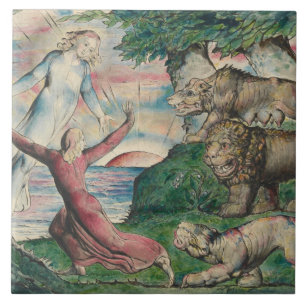 William Blake - Dante Running von den drei Bestien Fliese