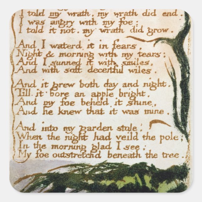 William Blake | Ein Giftbaum Quadratischer Aufkleber (Vorderseite)