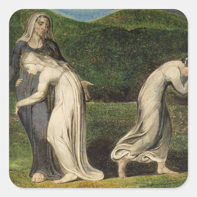William Blake | Naomi verärgert Ruth und Orpah zu Quadratischer Aufkleber (Vorderseite)