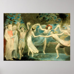 William Blake Oberon, Titania und Puck mit Fairie Poster