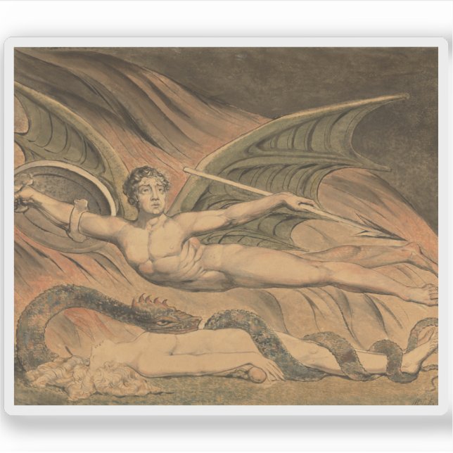 William Blake - Satan Exulting over Eve Aufkleber (Vorderseite)