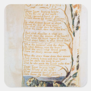 William Blake   The Tyger, from Songs of Innocence Quadratischer Aufkleber