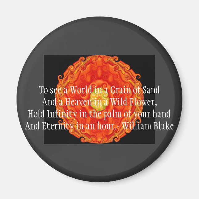 William Blake zitiert "World in a Grain of Sand" Magnet (Vorne)