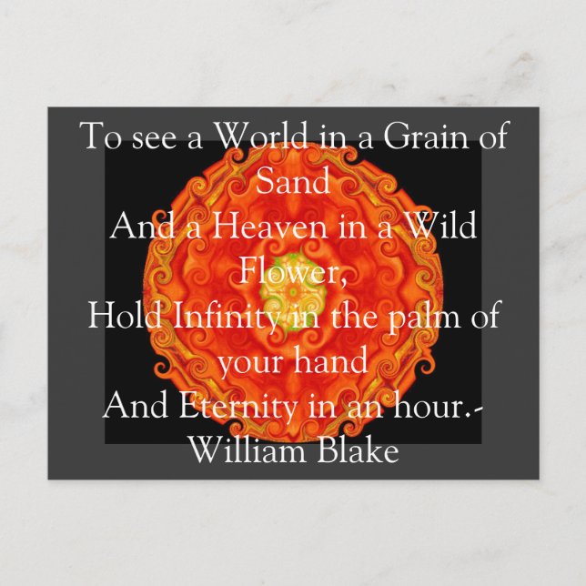 William Blake zitiert "World in a Grain of Sand" Postkarte (Vorderseite)