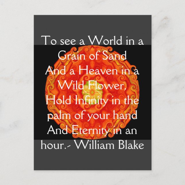 William Blake zitiert "World in a Grain of Sand" Postkarte (Vorderseite)