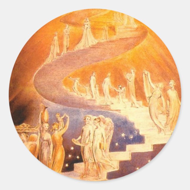 William Blake's Jacob's Ladder Runder Aufkleber (Vorderseite)