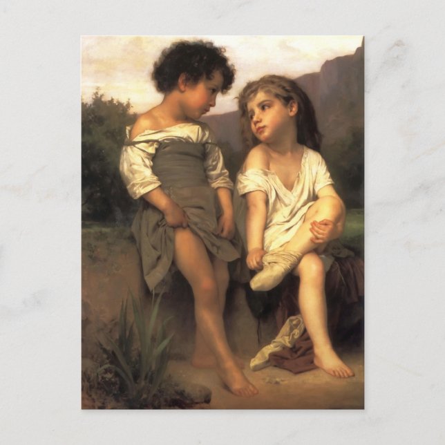 William Bouguereau - Am Rande des Baches Postkarte (Vorderseite)
