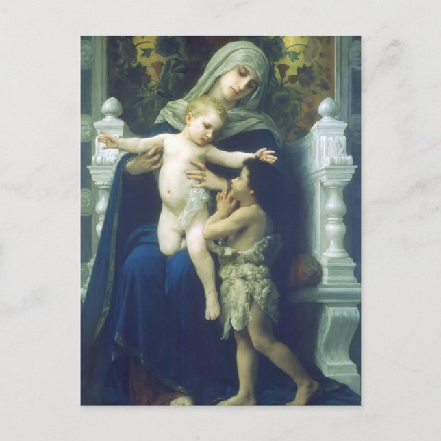 William Bouguereau - The Jungfrau, Jesus & St John Postkarte (Vorderseite)