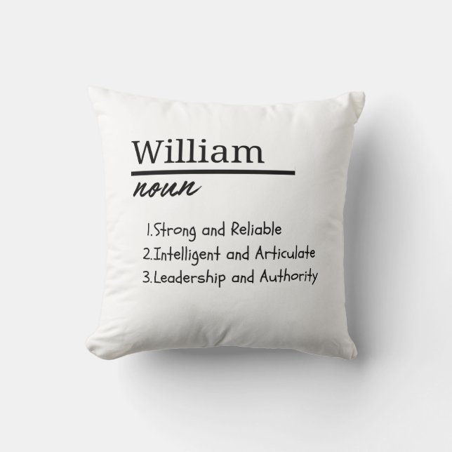 William, Boy Personalisiert Name Definition Kissen (Vorderseite)