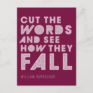 William Burroughs "Cut the Words" Schreiben von Po Postkarte
