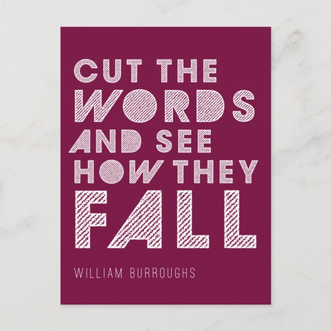 William Burroughs "Cut the Words" Schreiben von Po Postkarte (Vorderseite)