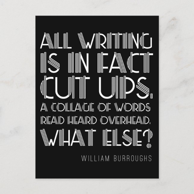 William Burroughs "Cut Ups" Writing Postcard Postkarte (Vorderseite)