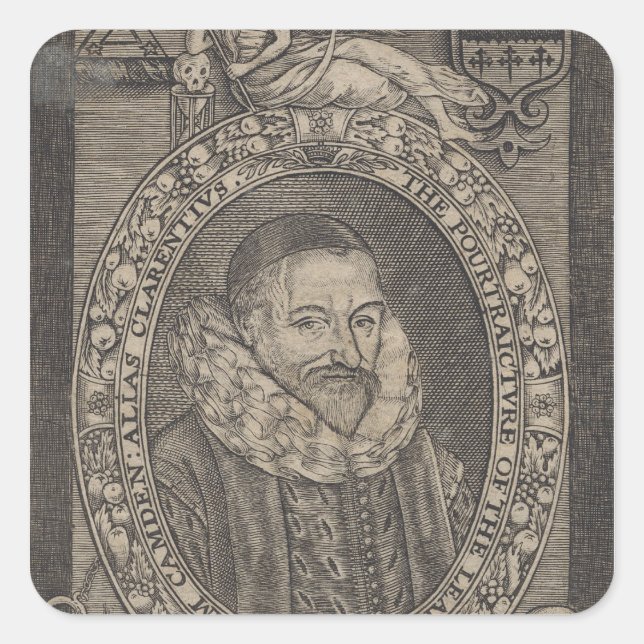 William Camden, c.1636 Quadratischer Aufkleber (Vorderseite)