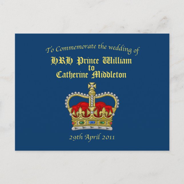 William & Catherine Royal Wedding 29. April 2011 Postkarte (Vorderseite)