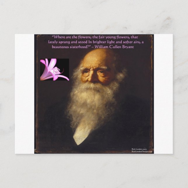 William Cullen Bryant Blume Gedicht Postkarte (Vorderseite)