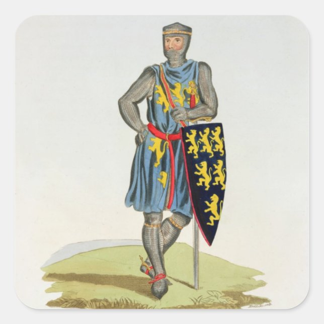 William de Longuespee, 3. Graf von Salisbury (d.12 Quadratischer Aufkleber (Vorderseite)