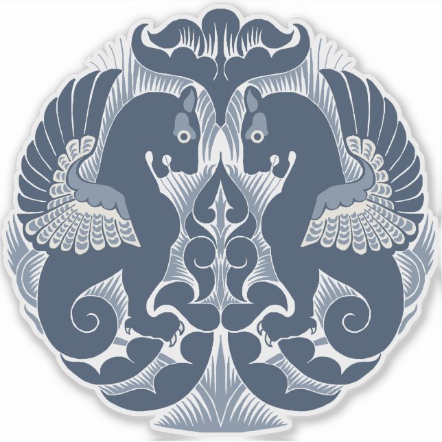 William De Morgan Blue Griffins Vinyl Sticker (Vorderseite)