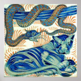 William De Morgan, der Tiger und die Schlange Poster