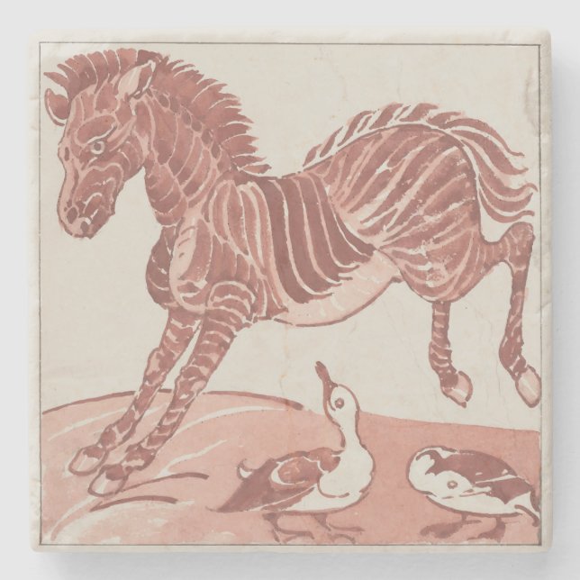 William De Morgan - Kicking Zebra Steinuntersetzer (Vorderseite)