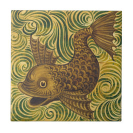 William De Morgan Repro Dolphin Tile (gegenüberges Fliese