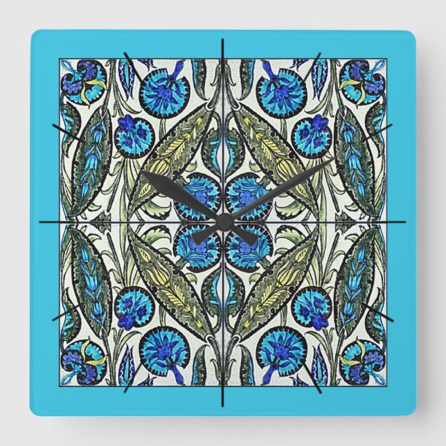 William De Morgan Viktorianisch Clocks Quadratische Wanduhr (Vorderseite)