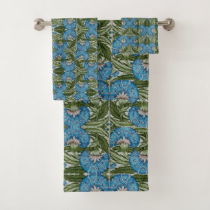 William De Morgan Vintag Blume Motifs Blue Badhandtuch Set