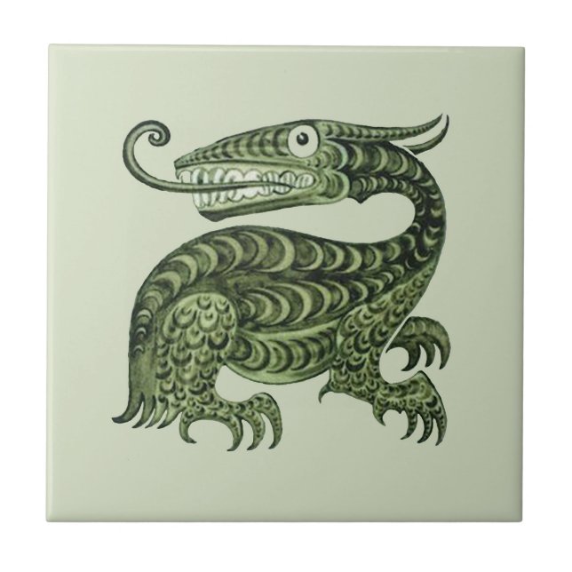 William De Morgan's Jabberwock Fliese (Vorderseite)