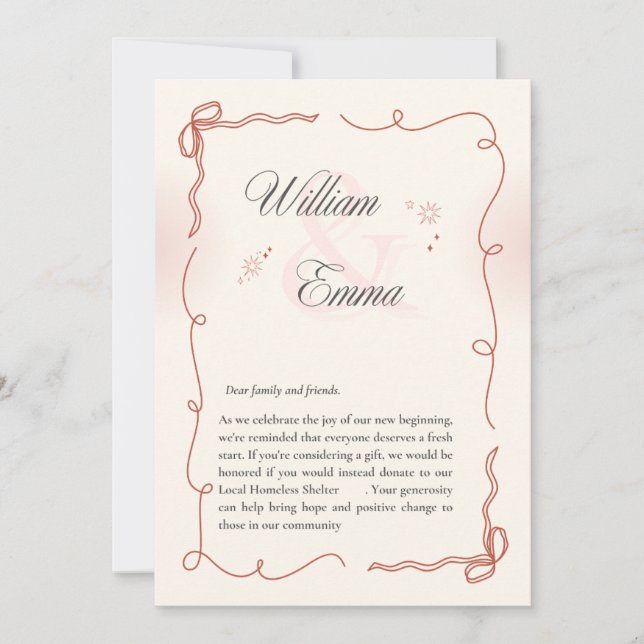 "William & Emma's Heartfelt wedding Card Einladung (Vorderseite)