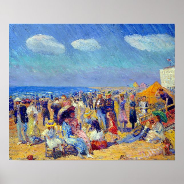 William Glackens Crowd am Meer Poster (Vorne)