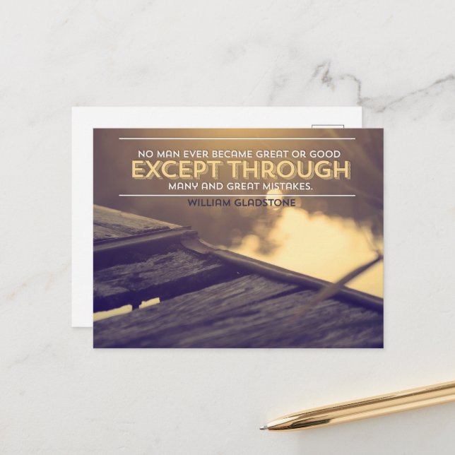 William Gladstone Inspiration Zitat "Fehler" Postkarte (Vorderseite/Rückseite Beispiel)