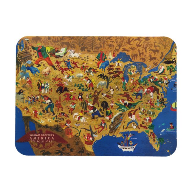 William Groppers Amerika - Cartoon Folklore Magnet (Horizontal)