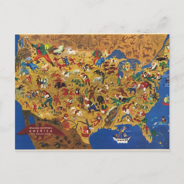 William Groppers Amerika - Cartoon Folklore Postkarte (Vorderseite)
