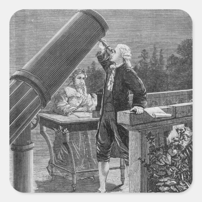 William Herschel entdeckt den Planeten Uranus Quadratischer Aufkleber (Vorderseite)