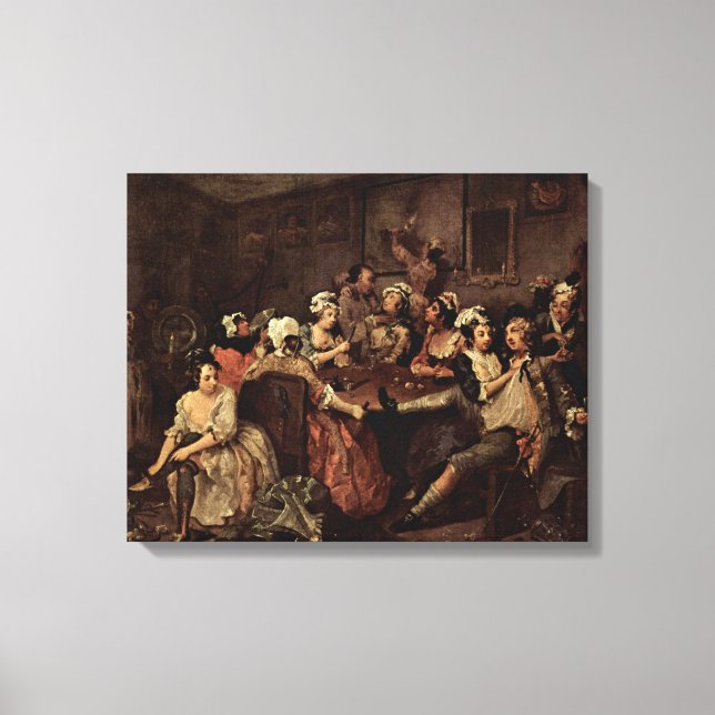 William Hogarth - In einer Taverne Leinwanddruck (Vorderseite)